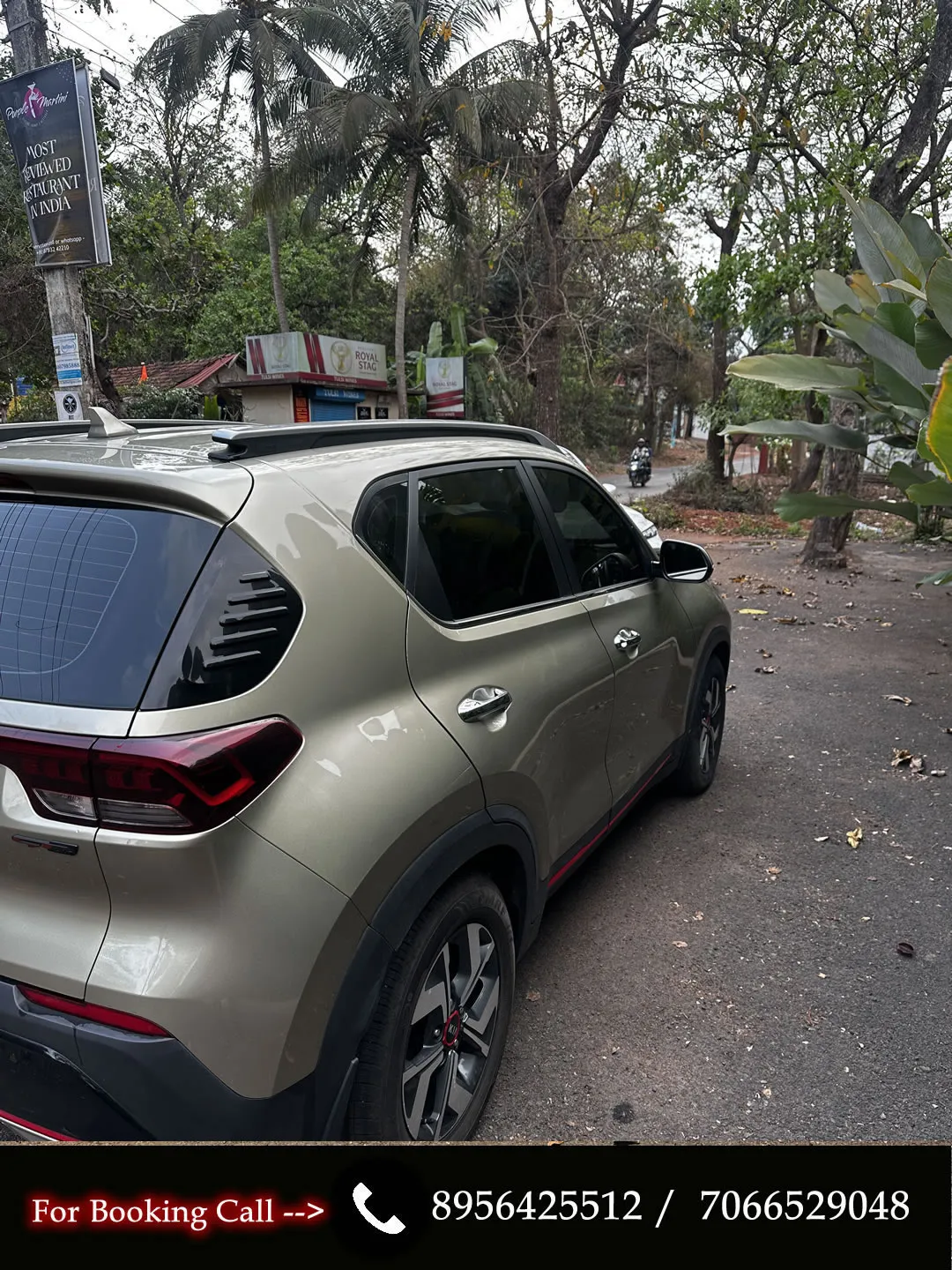 Right side angle of the stylish Kia Sonet, a great choice for car hire in Goa.