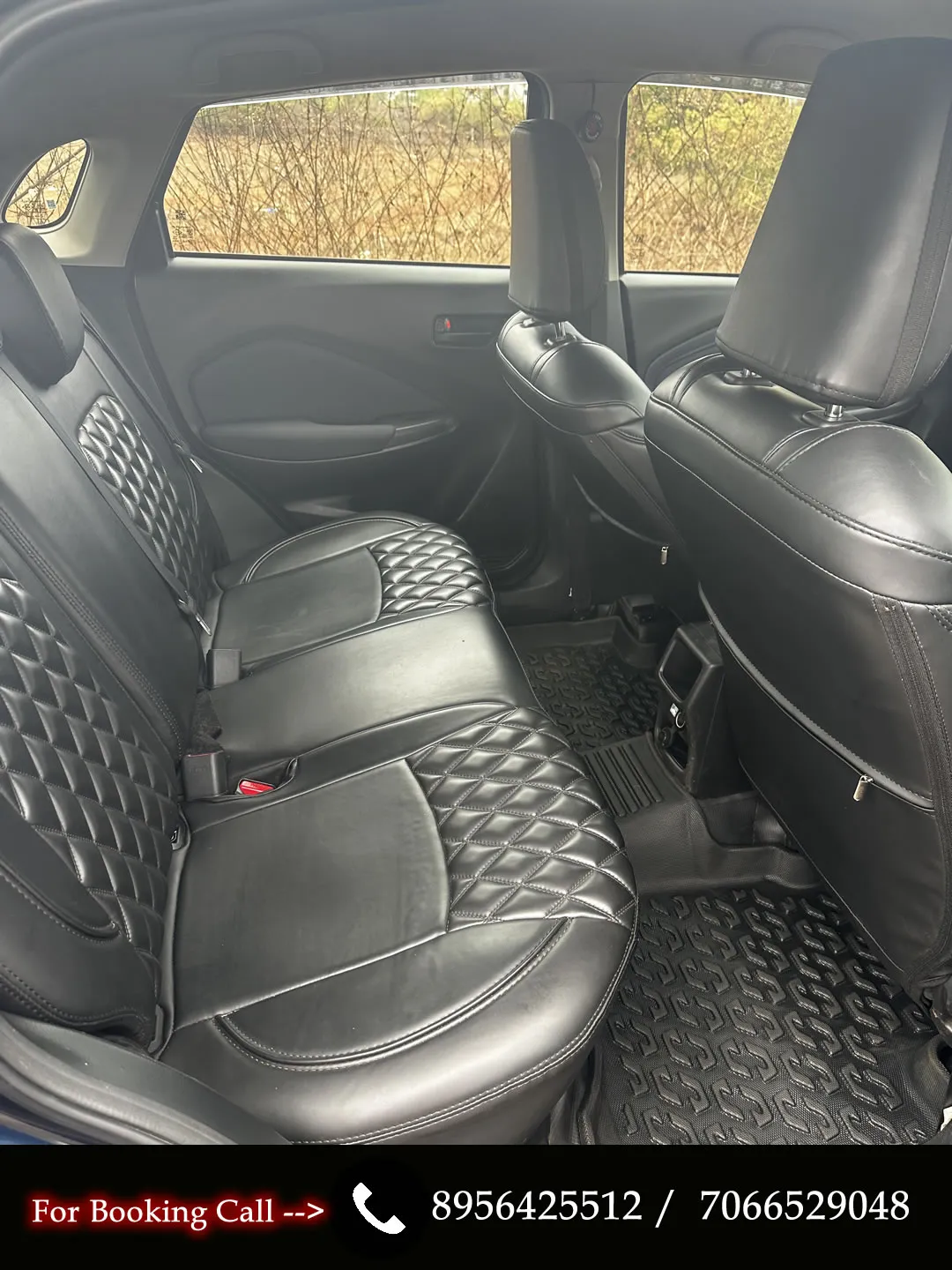 Spacious interior of the Maruti Baleno automatic, a comfortable option for car hire in Goa.
