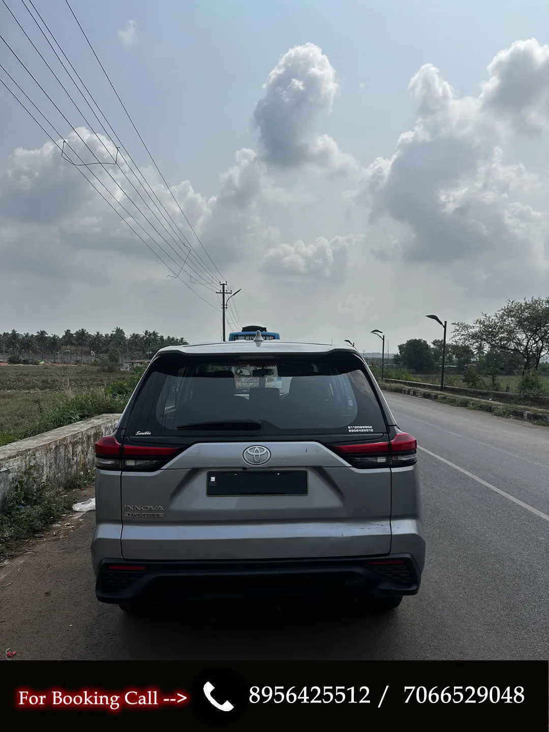 Back view of the Toyota Innova Hycross, a top choice for a large group in Goa.