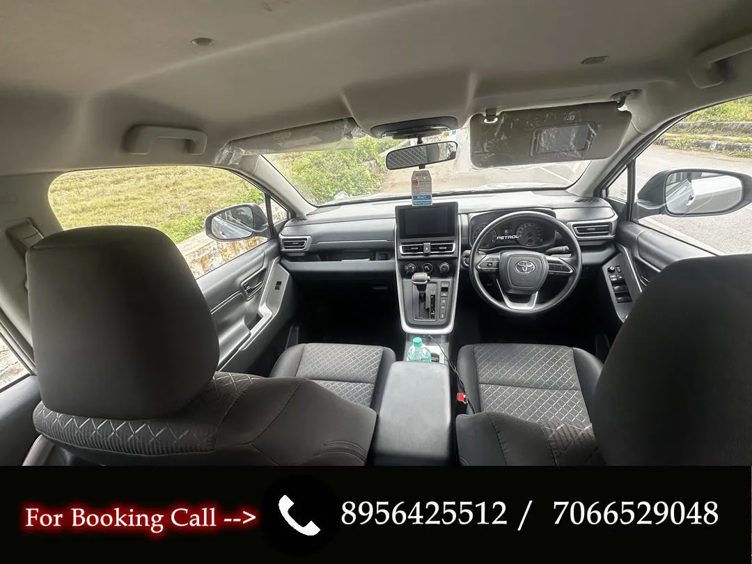 Front interior of the Toyota Innova Hycross, book this spacious car for your Goa trip.